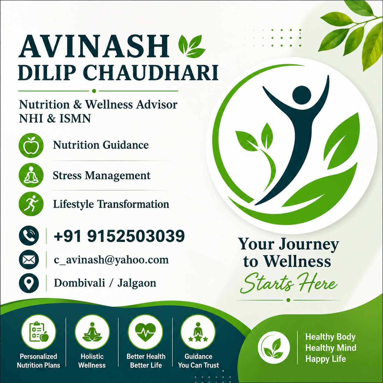 Nutrition & Wellness Advisor
NHI & ISMN