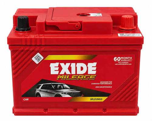 Exide Mileage Car/SUV Battery – 60 Months Warranty - Image 1