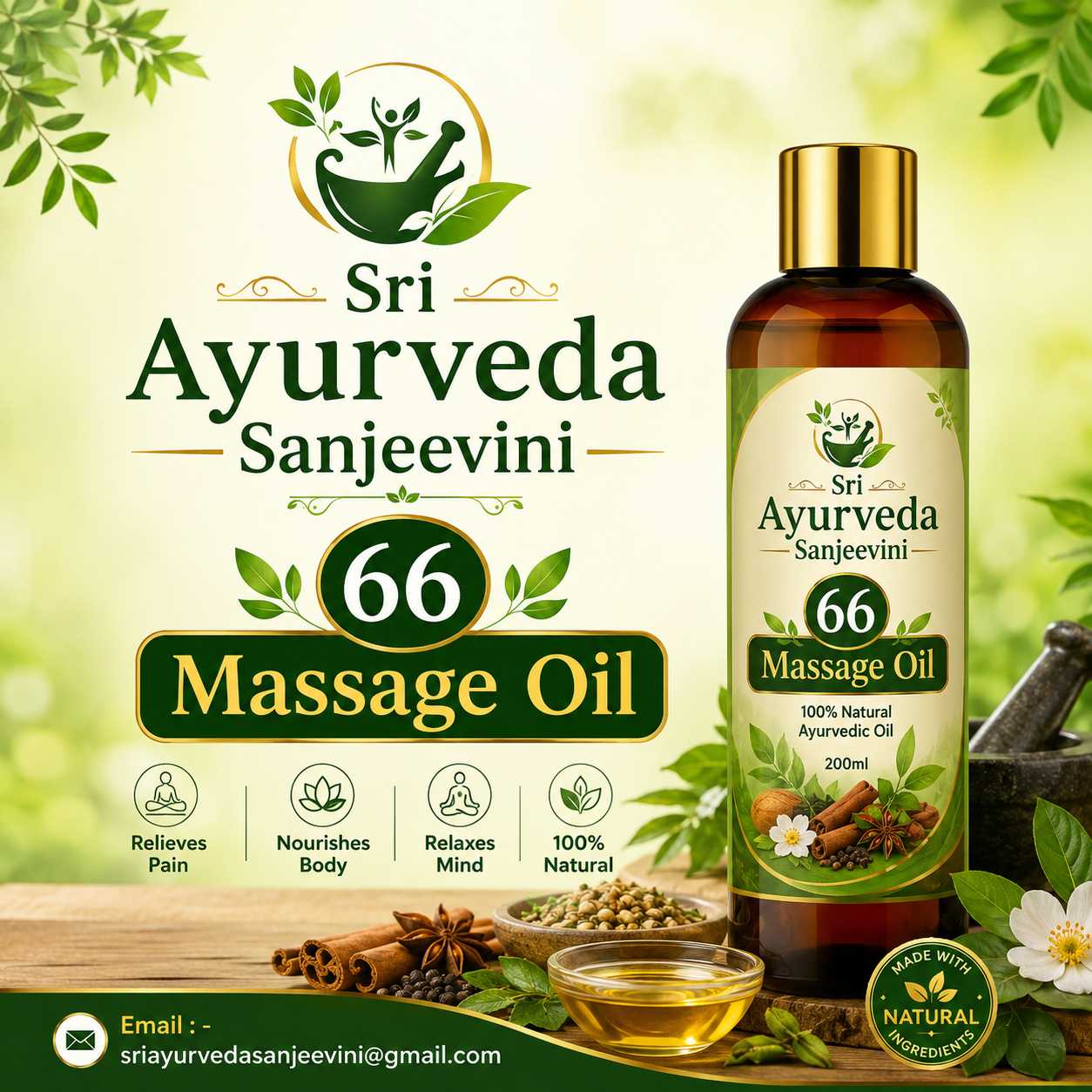 66. ಮರ್ದನ ತೈಲ MASSAGE OIL - Image 1
