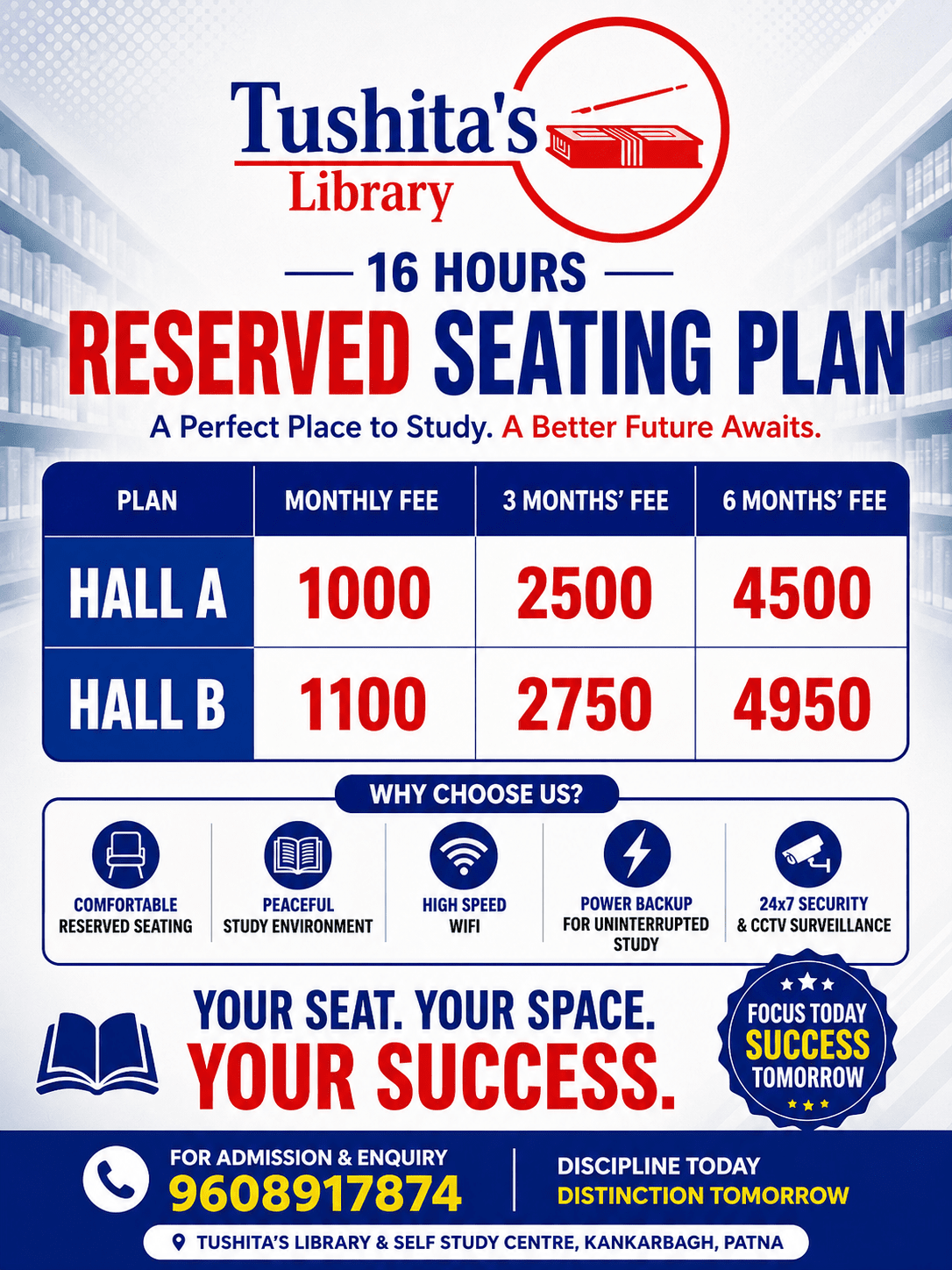 Tushita's Library 
& Self Study Centre