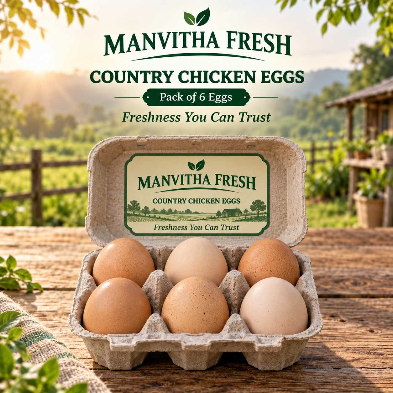 COUNTRY CHICKEN EGG- 6 EGGS - Image 1