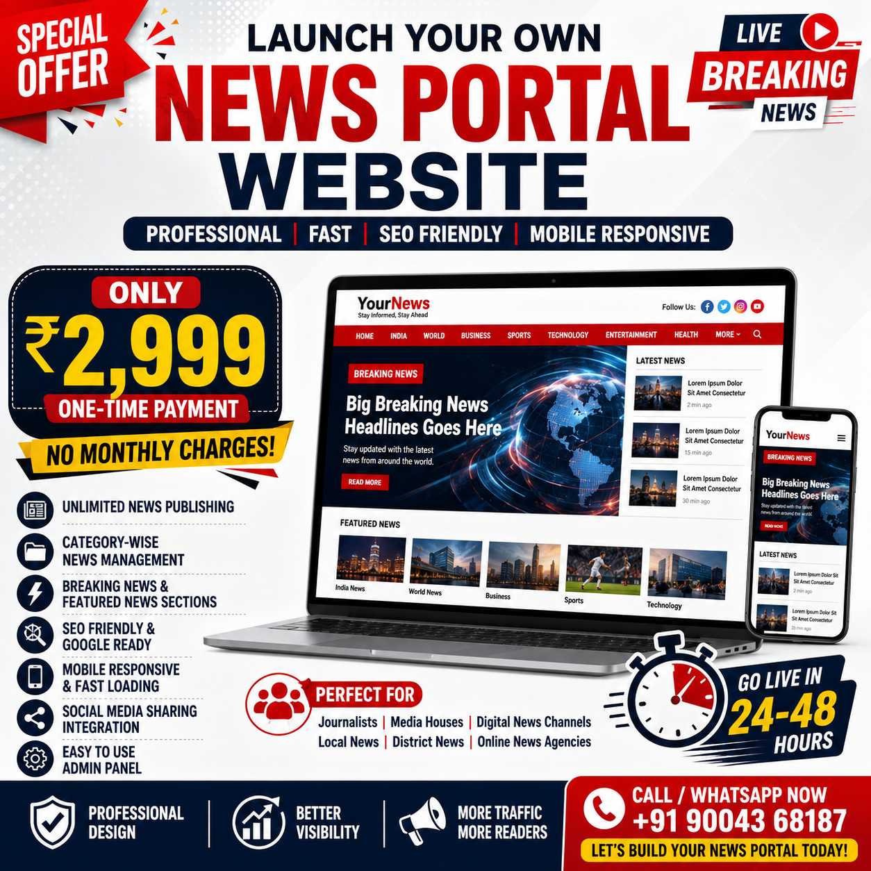 News Portal Website – Professional & Mobile Responsive - Image 1