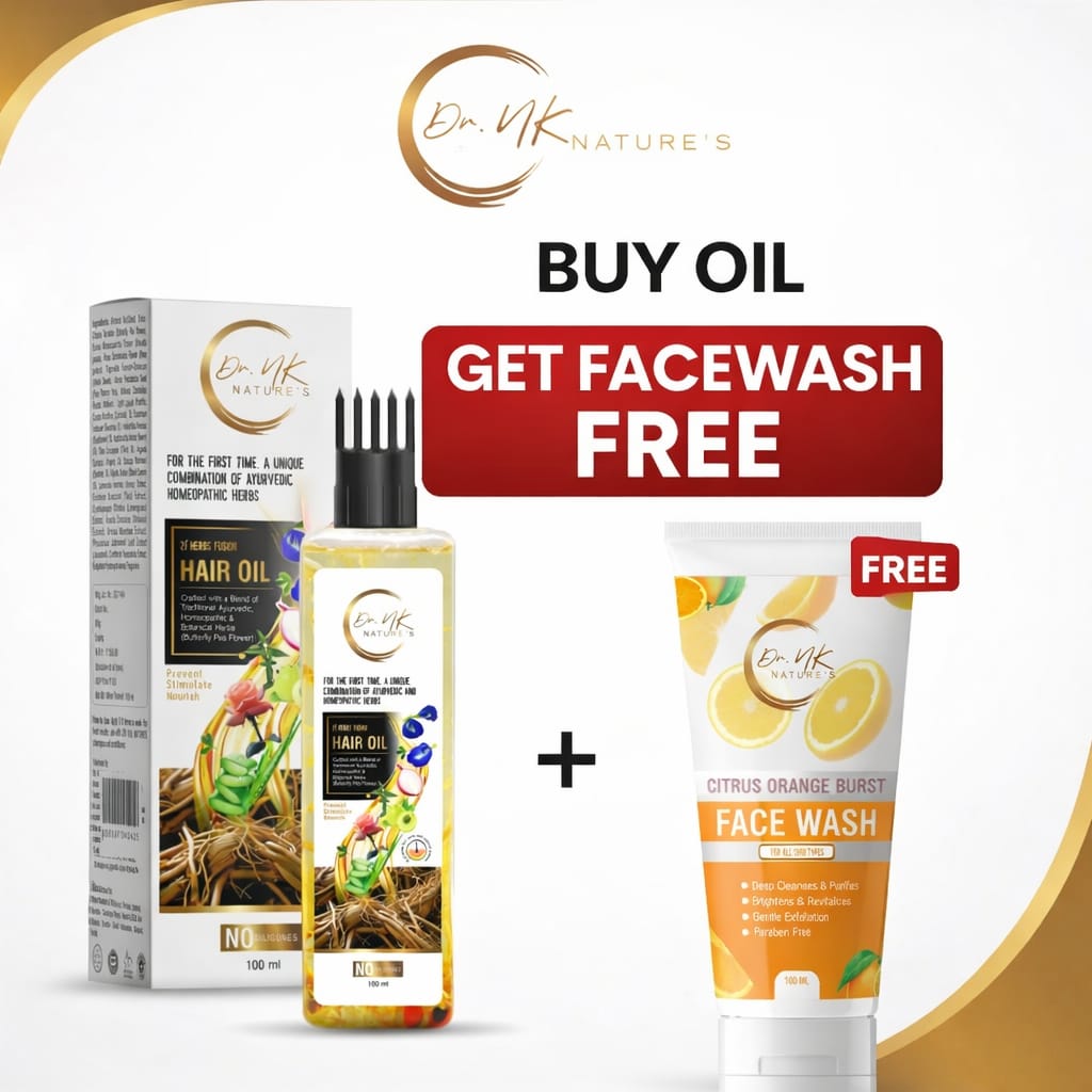 🔥 HAIR CARE + SKIN CARE = PERFECT DEAL! 🔥
✨ Buy Dr. NK Nature’s 21+ Herbs Hair Oil & Get Citrus Orange Burst Face Wash FREE! 🎁
🌿 Nourish your hair + Refresh your skin — double beauty, one amazing offer! 🍊
🛍️ Grab Your FREEBIE Deal NOW — Limited Stock!