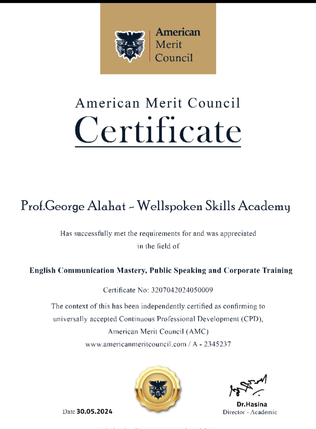 Trainer George Alahat
