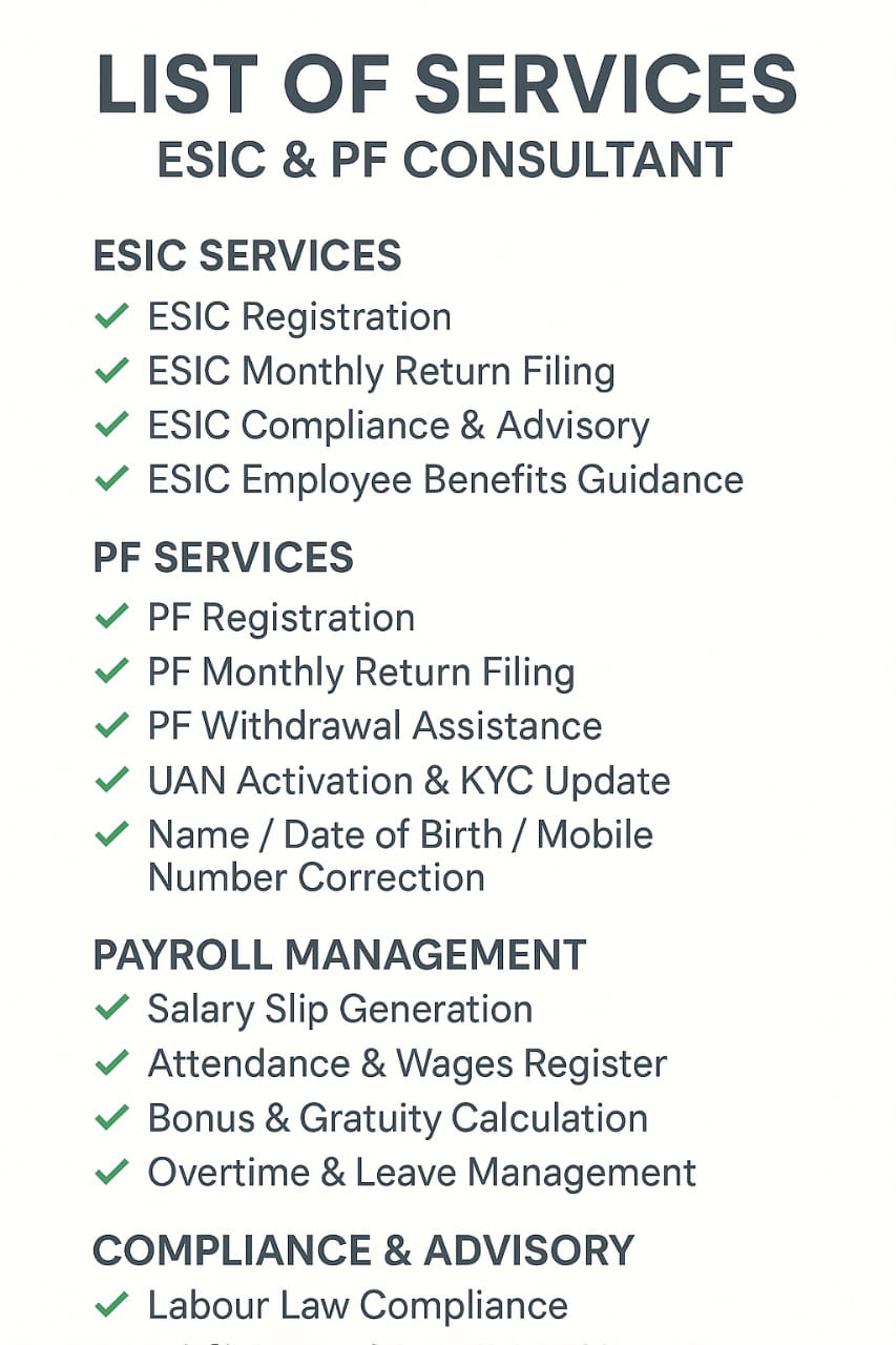 ESIC & PF COUNSALTANT