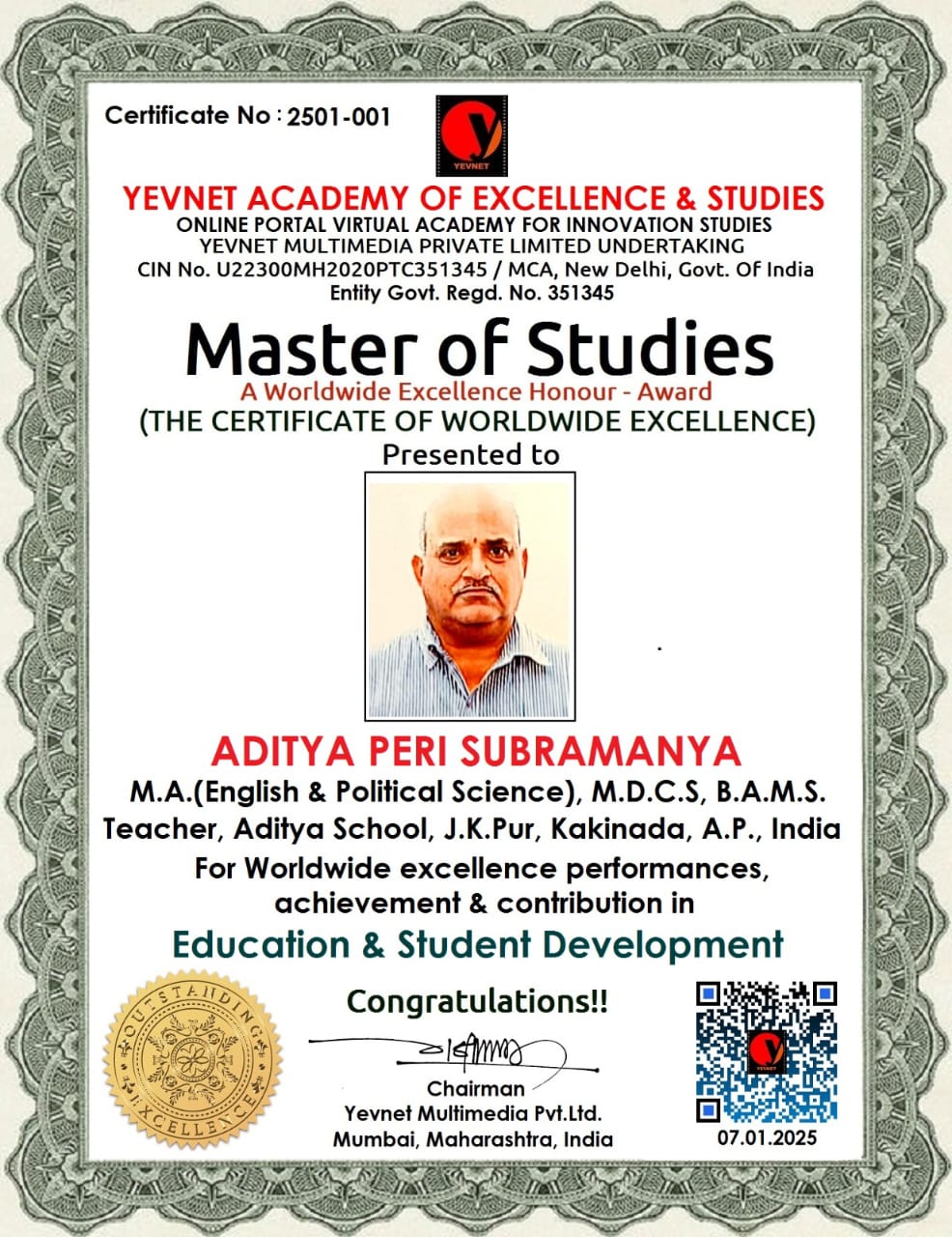 Dr Aditya Peri Subramanya