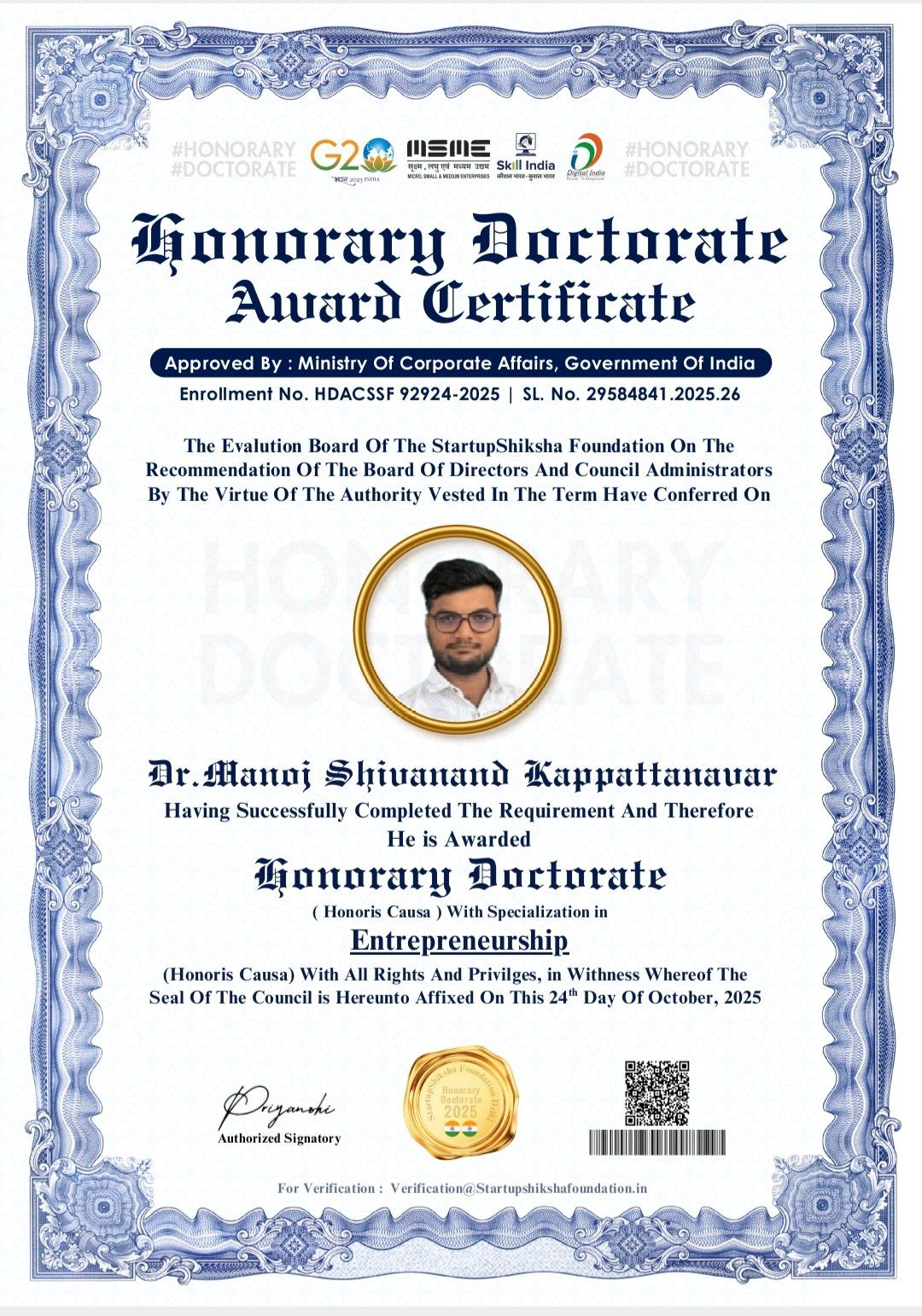 Dr Manoj Shivanand Kappattanavar