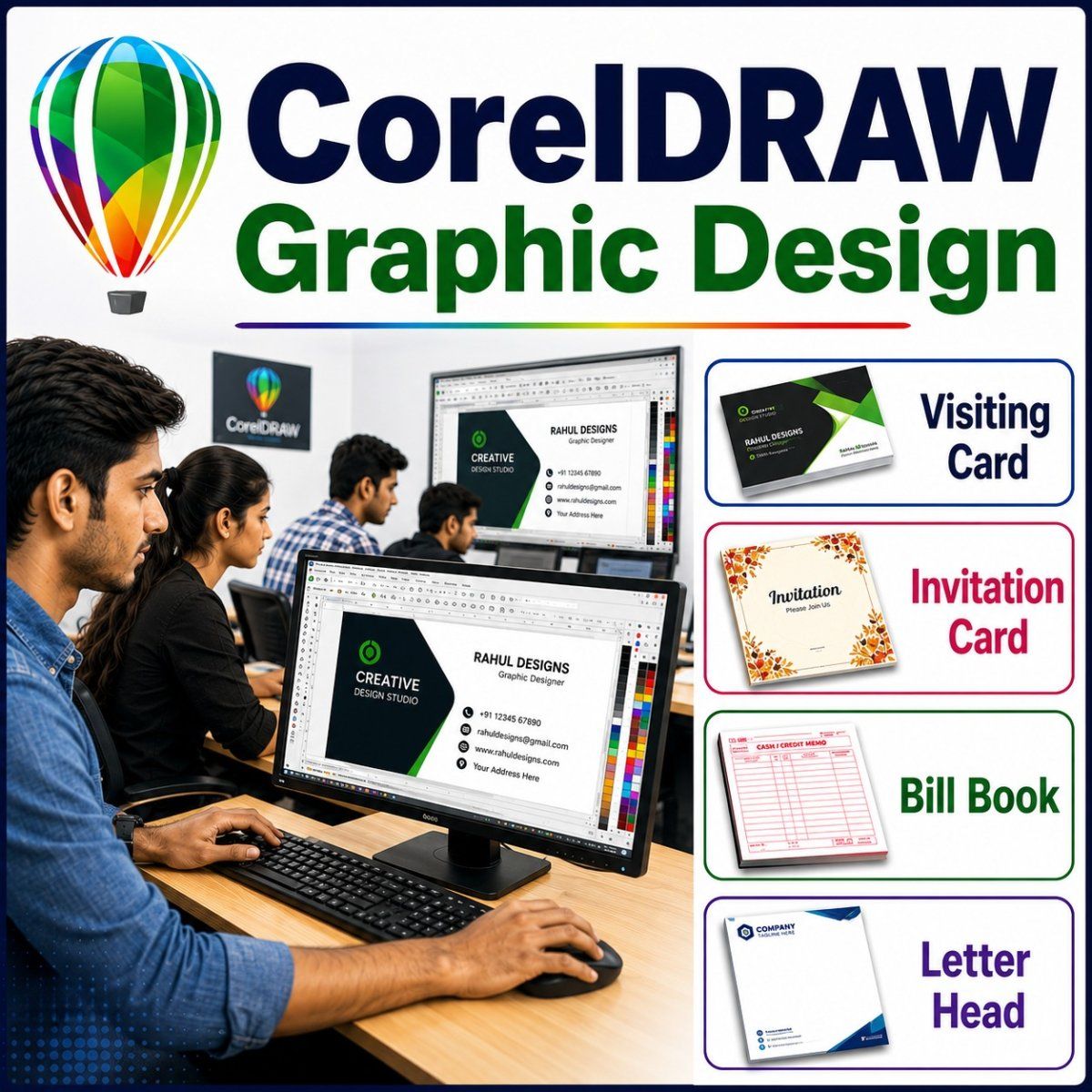 Learn CorelDRAW and develop practical graphic design skills for creating professional artwork, layouts, advertisements and creative designs.