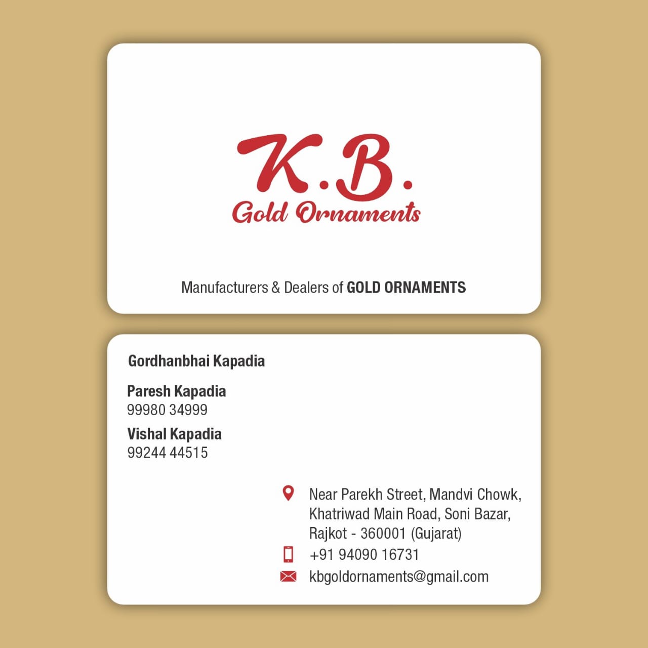 K B Gold Ornaments