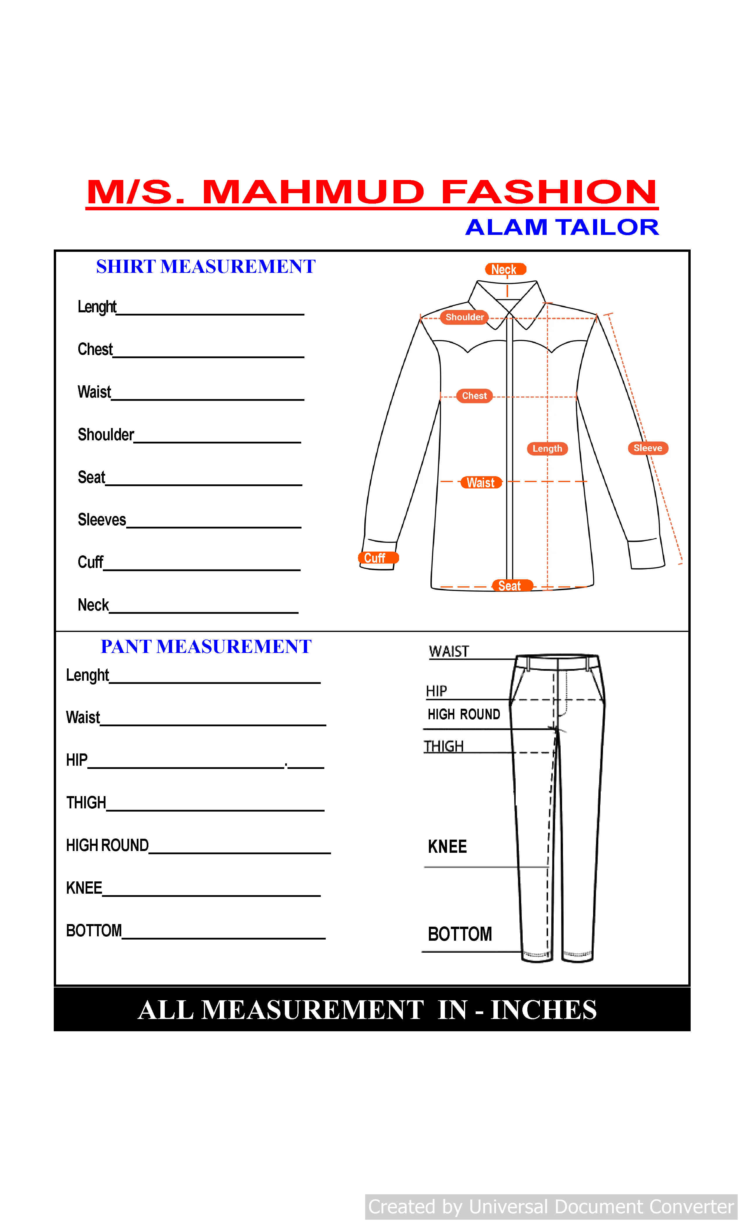 M/s Mahmud Fashion alam Tailor