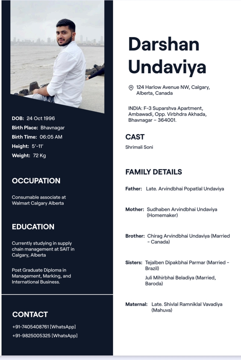 શ્રીમાળી સોની જનરલ  બાયોડેટા