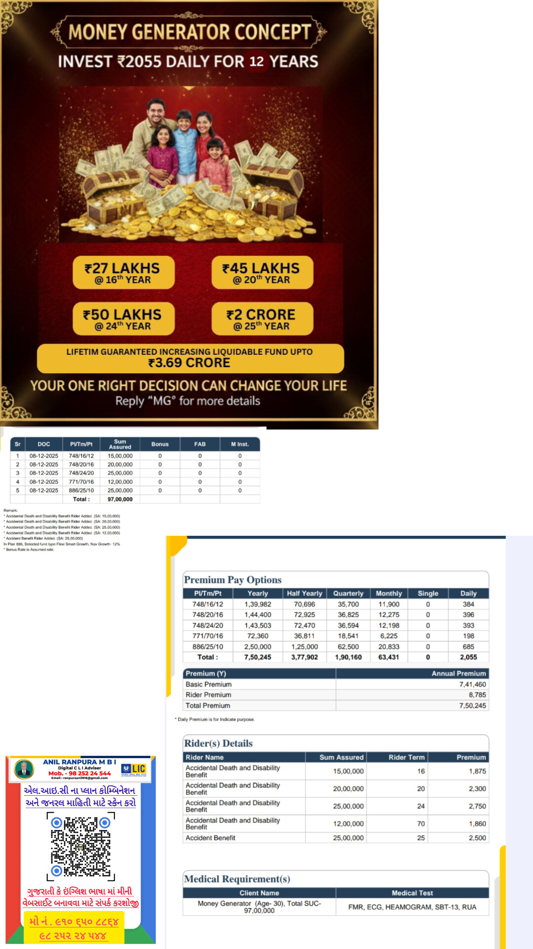 એલ.આઇ.સી પ્લાન કોમ્બિનેશન L I C Plan Combination