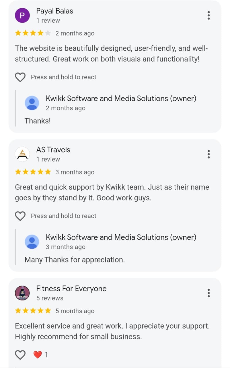 Client feedback screenshot